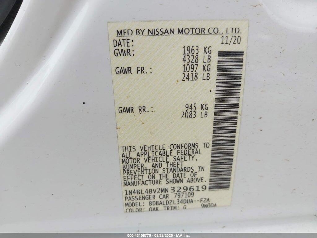 1N4BL4BV2MN329619 2021 NISSAN ALTIMA photo no. 9
