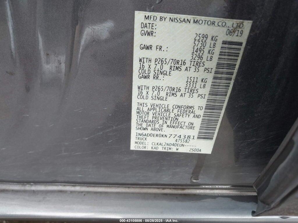 1N6AD0ER0KN774381 2019 NISSAN FRONTIER photo no. 9