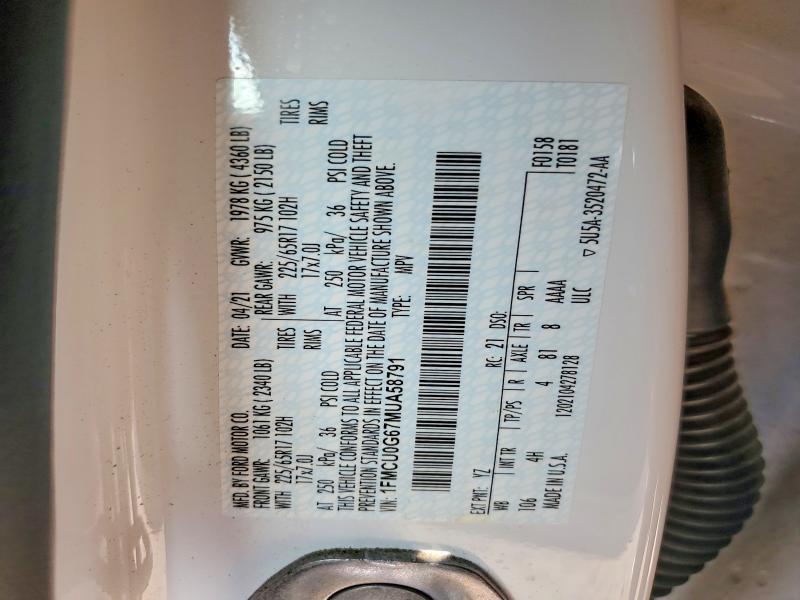 1FMCU0G67MUB26202 2021 FORD ESCAPE photo no. 12