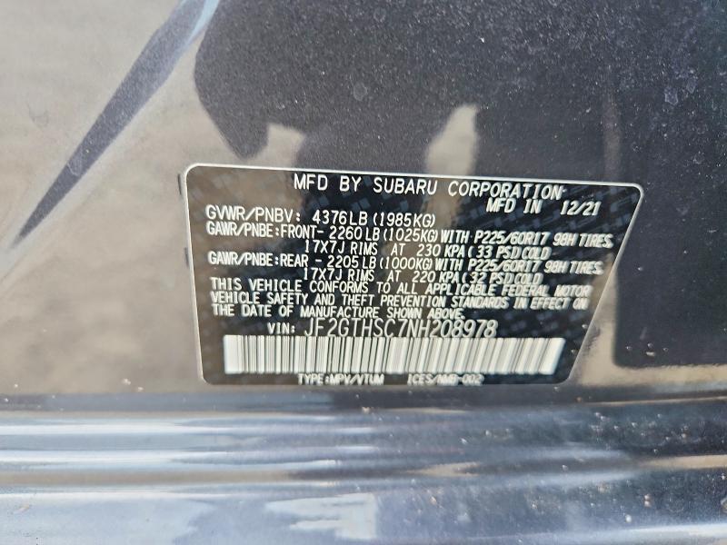 2022 SUBARU CROSSTREK SPORT — Фото 13 из 13