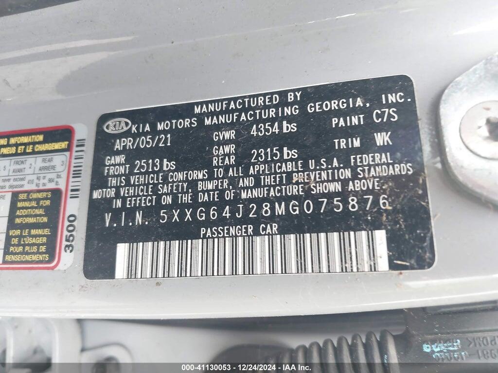 5XXG64J28MG075876 2021 KIA K5 photo no. 9