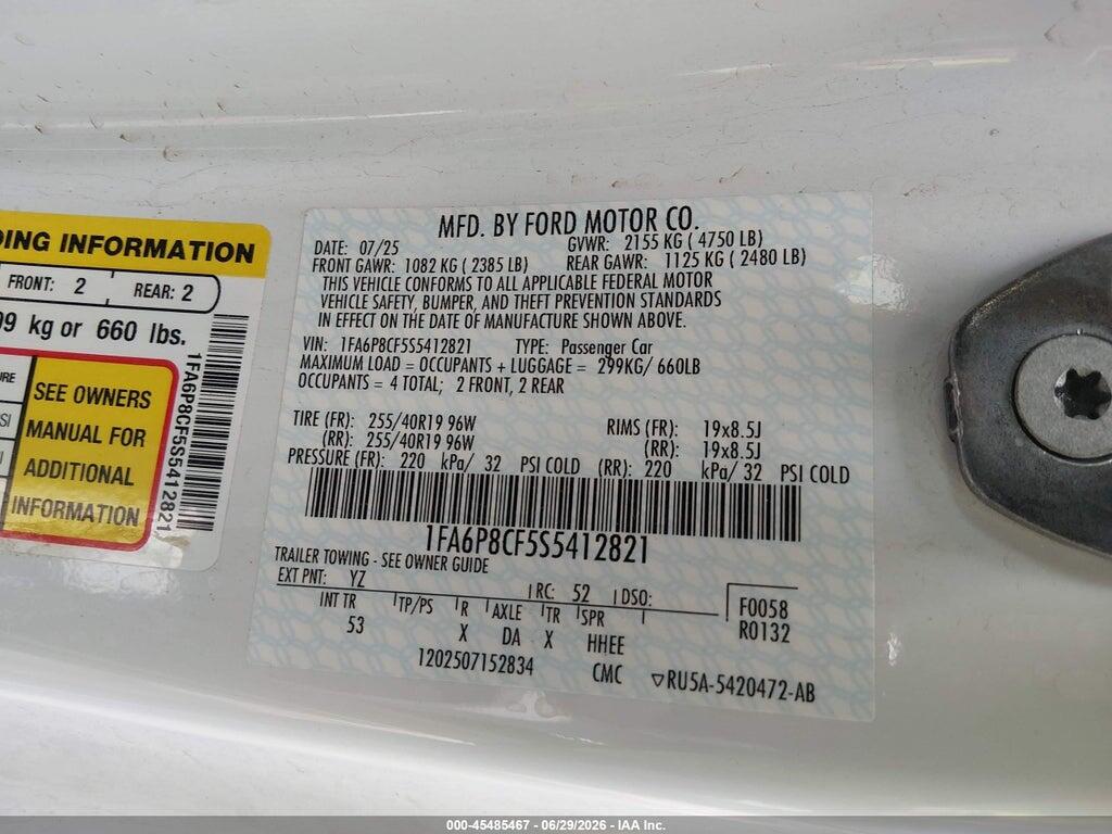 1FA6P8CF5S5412821 2025 FORD MUSTANG photo no. 9