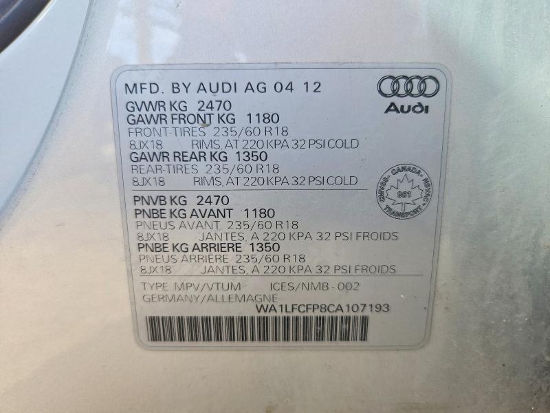 WA1LFCFP8CA107193 2012 AUDI Q5 photo no. 12