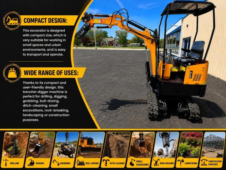 2026 1 TON MINI EXCAVATOR (CANOPY) + HYDRAULIC THUMB — Фото 4 из 10
