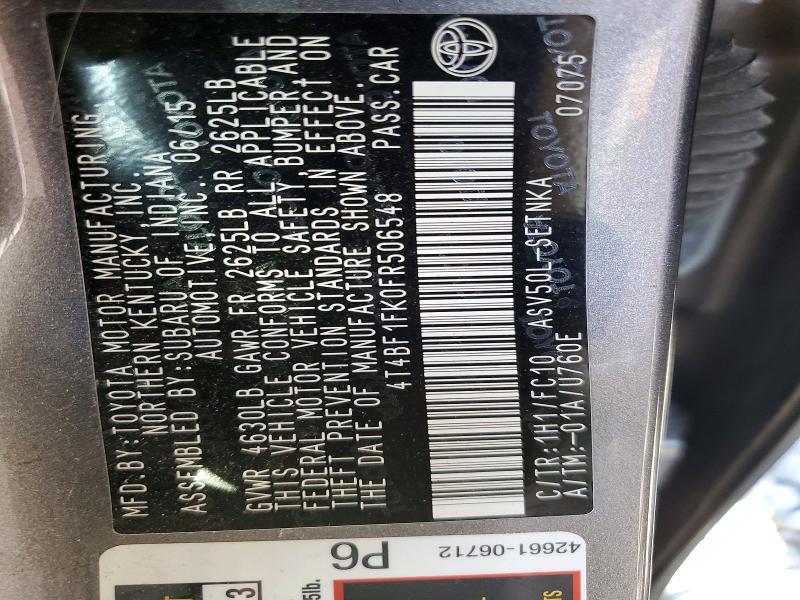 2015 TOYOTA CAMRY LE — Фото 12 из 12