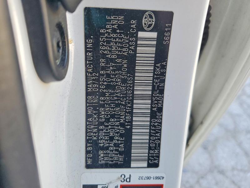 2012 TOYOTA CAMRY SE SPORT LIMITED EDITION — Фото 13 из 13