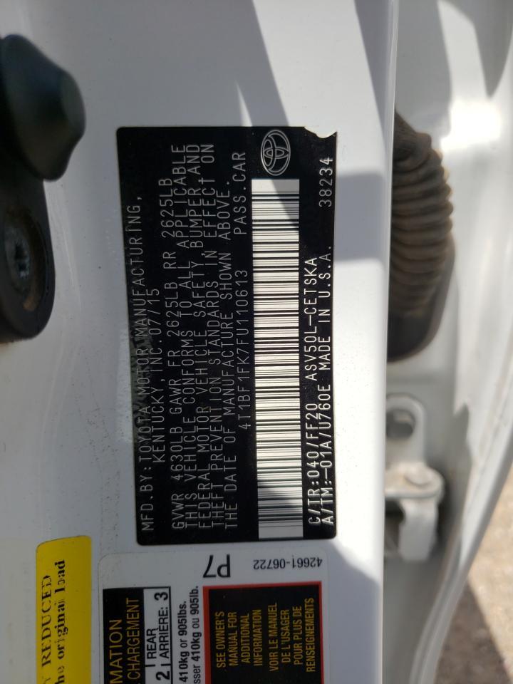 2015 TOYOTA CAMRY LE — Фото 10 из 10