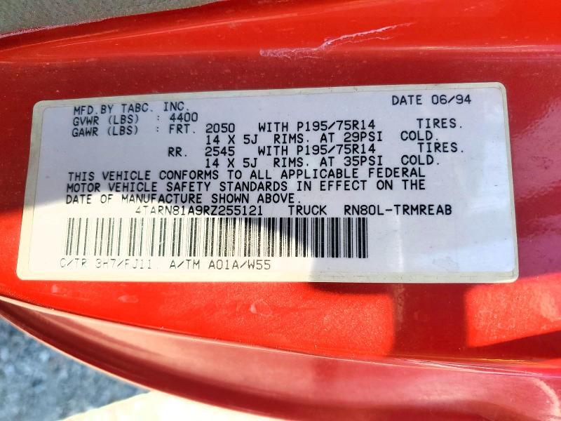 4TARN81A9RZ255121 1994 TOYOTA PICKUP photo no. 12