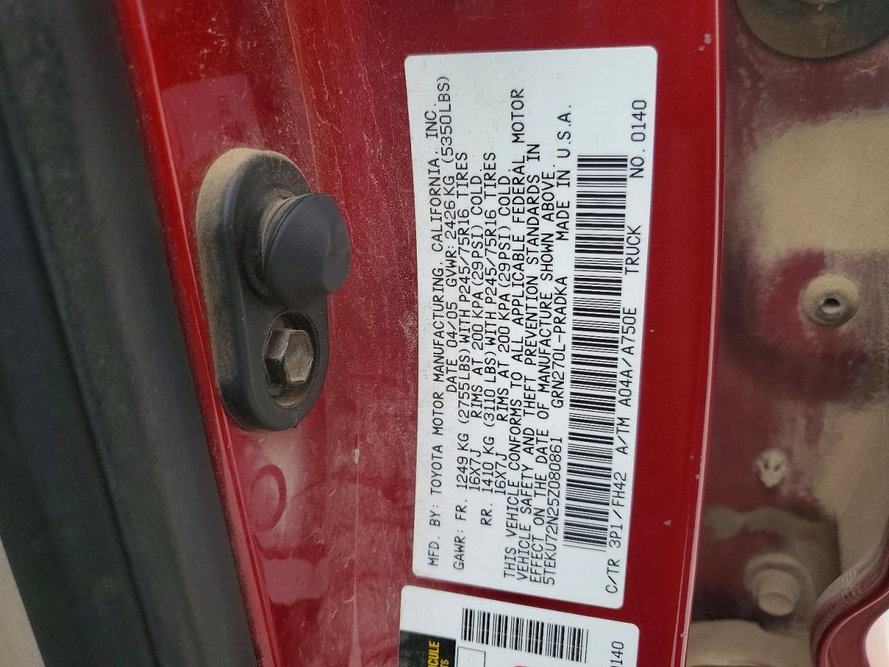 2005 TOYOTA TACOMA DOUBLE CAB PRERUNNER LONG BED — Фото 12 из 12
