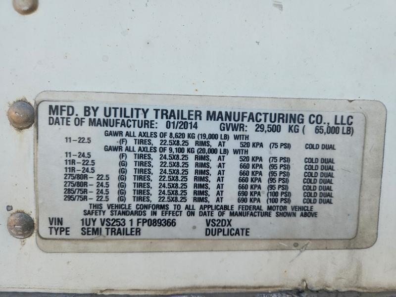 2015 UTILITY VS2DX DRY VAN TRAILER — Фото 10 из 10