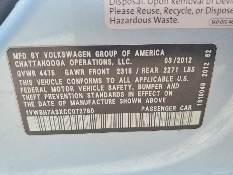 2012 VOLKSWAGEN PASSAT SE — Фото 12 из 12