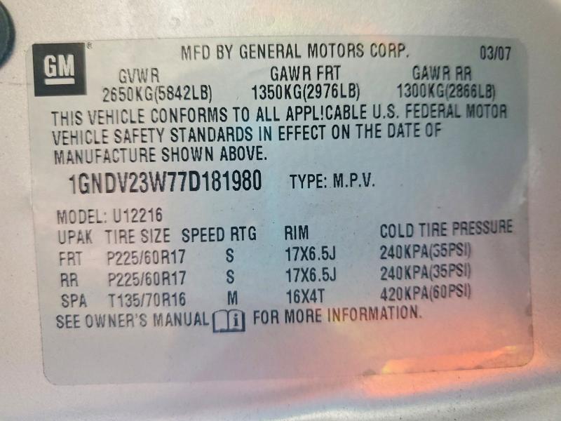 2007 CHEVROLET UPLANDER LS — Фото 13 из 13