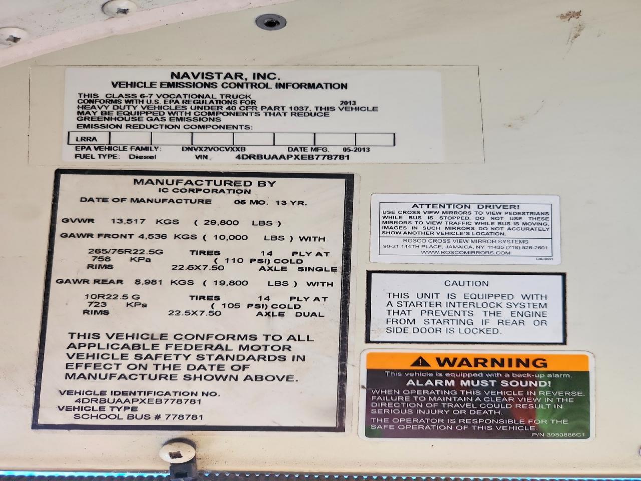 2014 IC CORPORATION CE SERIES SCHOOL - SCHOOL BUS — Фото 10 из 10