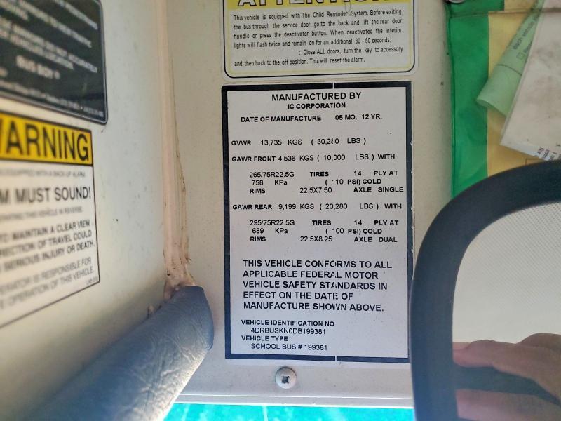 2013 IC CORPORATION CE SERIES SCHOOL - SCHOOL BUS — Фото 10 из 10