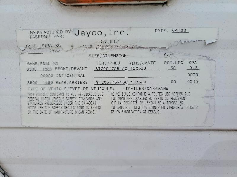 1UJBJ02N531EF0691 2003 JAYCO UNKNOWN photo no. 10