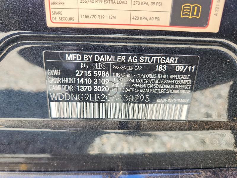 WDDNG9EB2CA438295 2012 MERCEDES-BENZ S photo no. 12