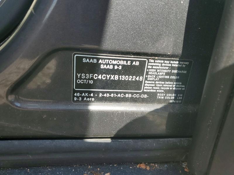 YS3FC4CYXB1302248 2011 SAAB 9-3 photo no. 12