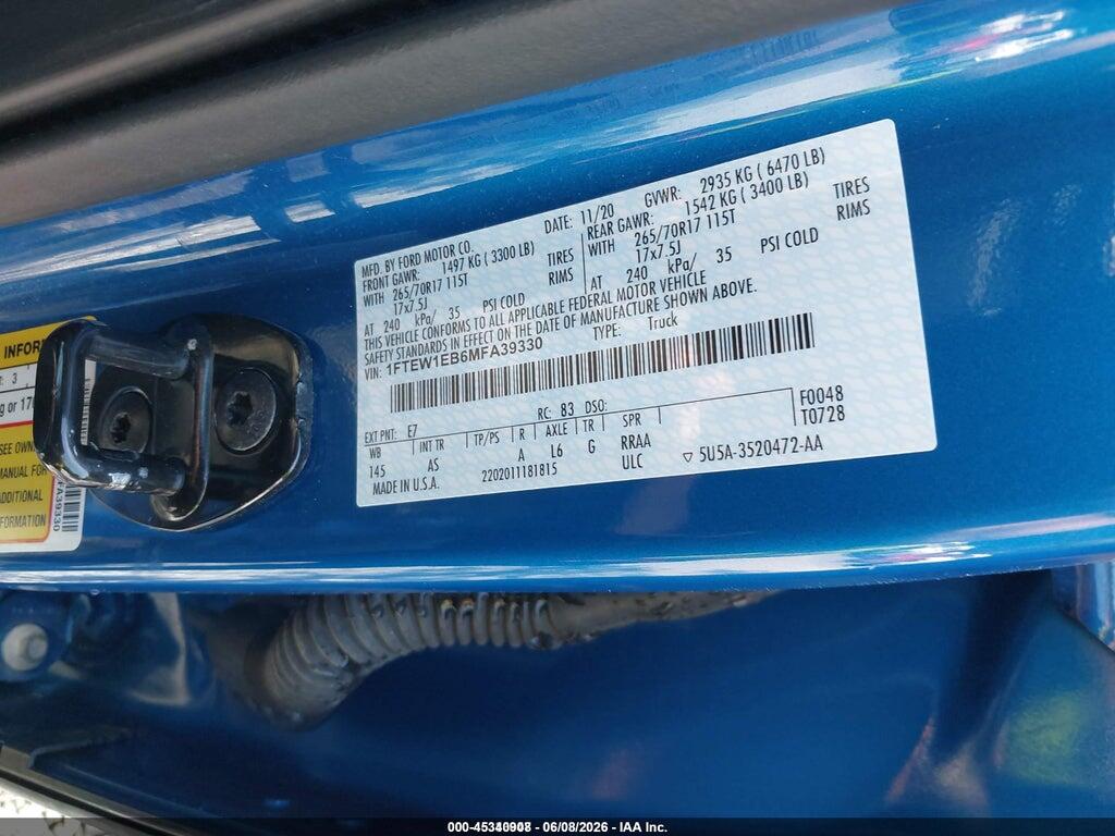 1FTEW1EB6MFA39330 2021 FORD F-150 photo no. 9