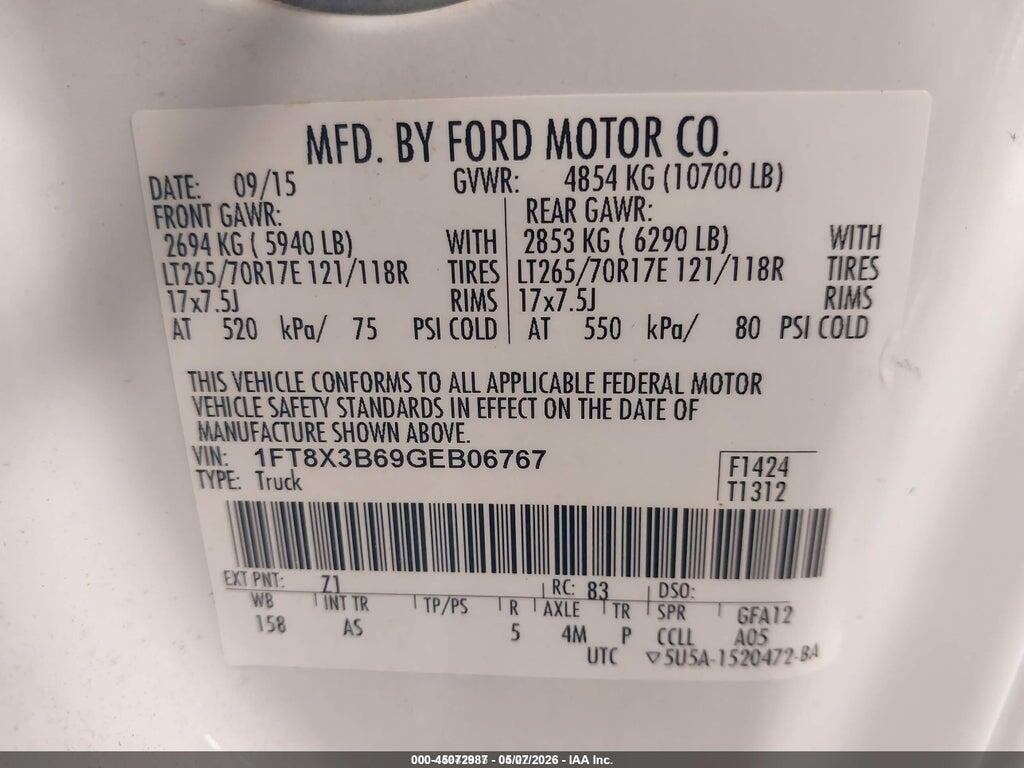 1FT8X3B69GEB06767 2016 FORD F-350 photo no. 9
