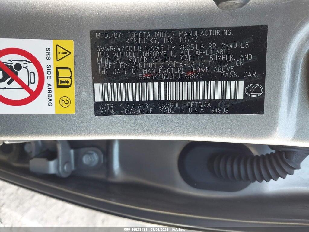 58ABK1GG3HU059872 2017 LEXUS ES 350 photo no. 9