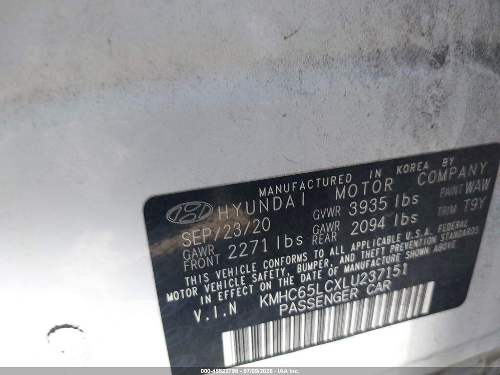 KMHC65LCXLU237151 2020 HYUNDAI IONIQ HYBRID photo no. 9