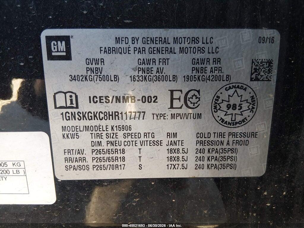 1GNSKGKC8HR117777 2017 CHEVROLET SUBURBAN photo no. 9