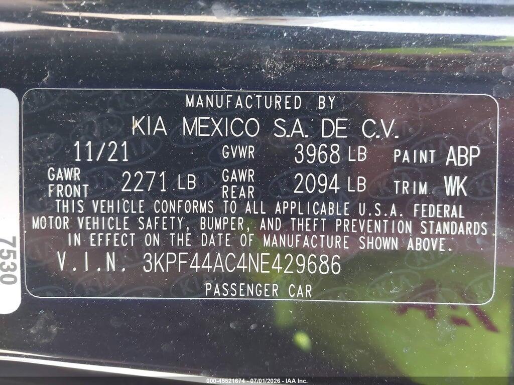 3KPF44AC4NE429686 2022 KIA FORTE photo no. 9