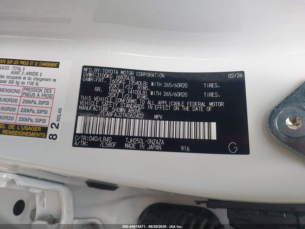 JTEABFAJ2TK062402 2026 TOYOTA LAND CRUISER photo no. 9