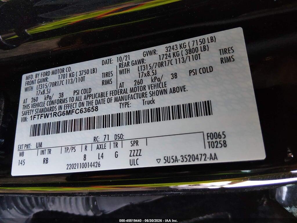 1FTFW1RG6MFC63658 2021 FORD F-150 photo no. 9