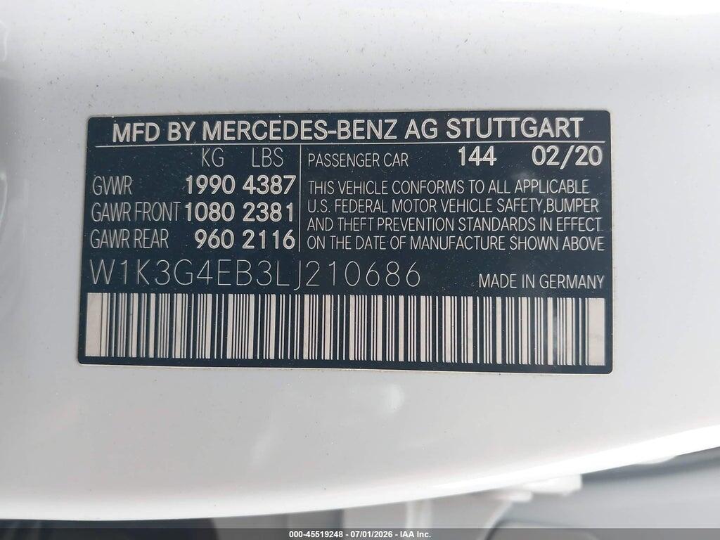 W1K3G4EB3LJ210686 2020 MERCEDES-BENZ A 220 photo no. 9