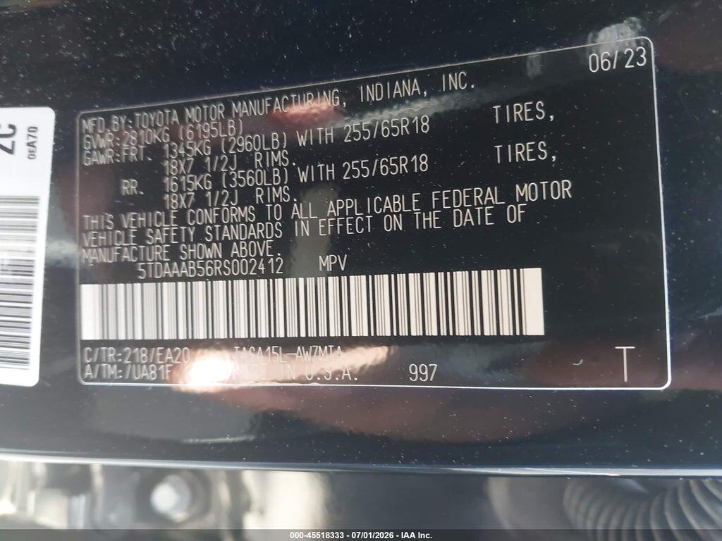 5TDAAAB56RS002412 2024 TOYOTA GRAND HIGHLANDER photo no. 9