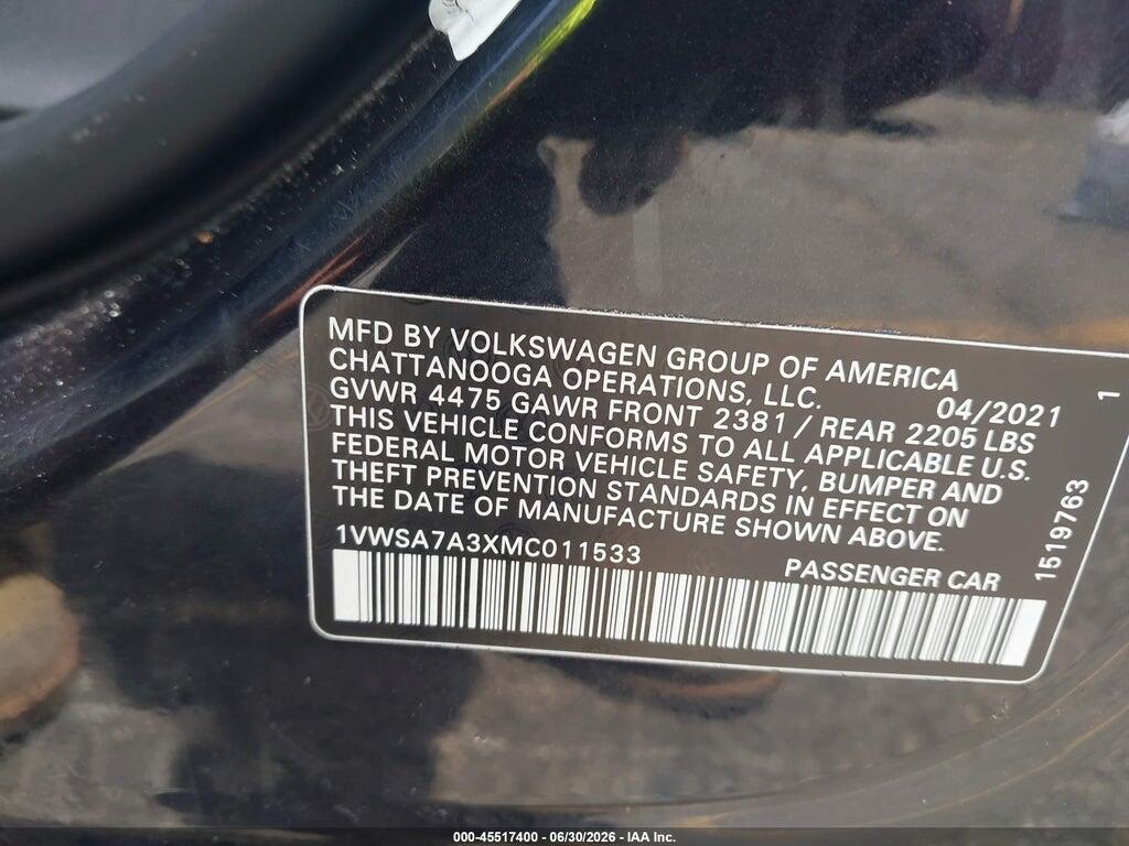 1VWSA7A3XMC011533 2021 VOLKSWAGEN PASSAT photo no. 9