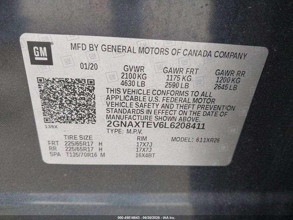 2GNAXTEV6L6208411 2020 CHEVROLET EQUINOX photo no. 9