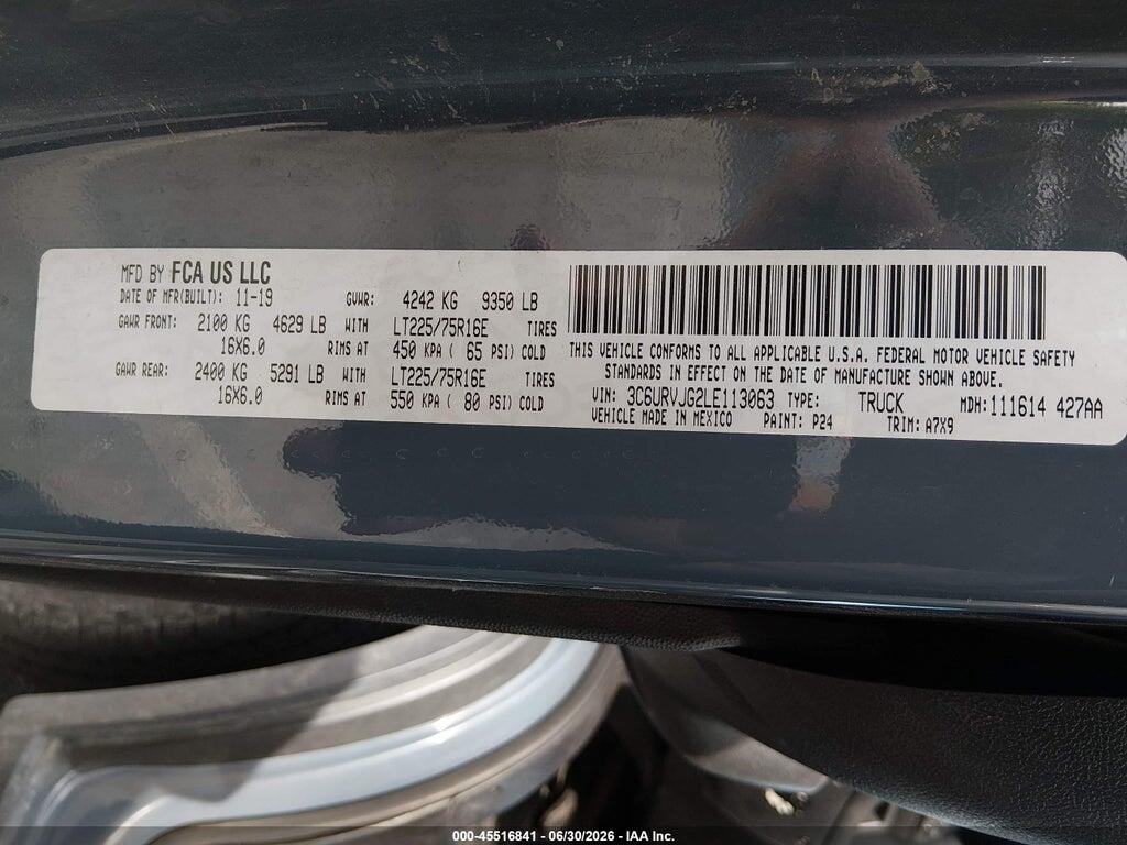 3C6URVJG2LE113063 2020 RAM PROMASTER 3500 photo no. 9