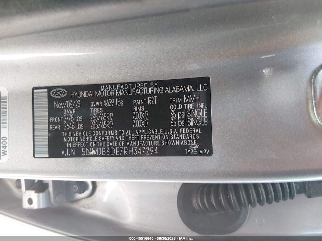5NMJB3DE7RH347294 2024 HYUNDAI TUCSON photo no. 9