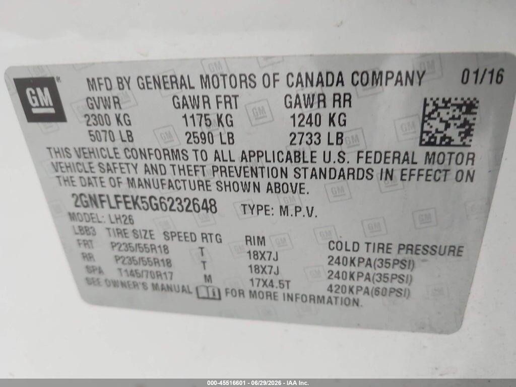 2GNFLFEK5G6232648 2016 CHEVROLET EQUINOX photo no. 9