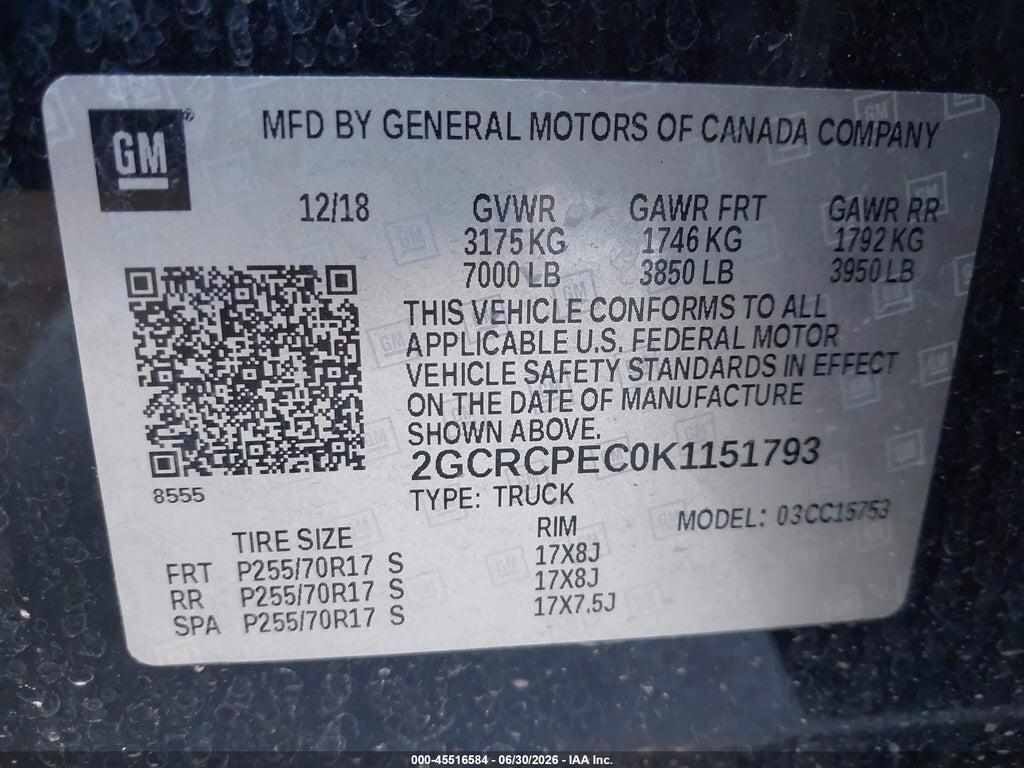 2GCRCPEC0K1151793 2019 CHEVROLET SILVERADO 1500 LD photo no. 9