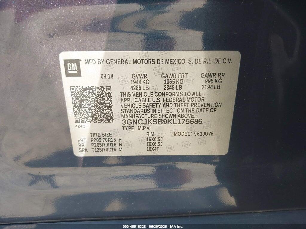 3GNCJKSB9KL175686 2019 CHEVROLET TRAX photo no. 9
