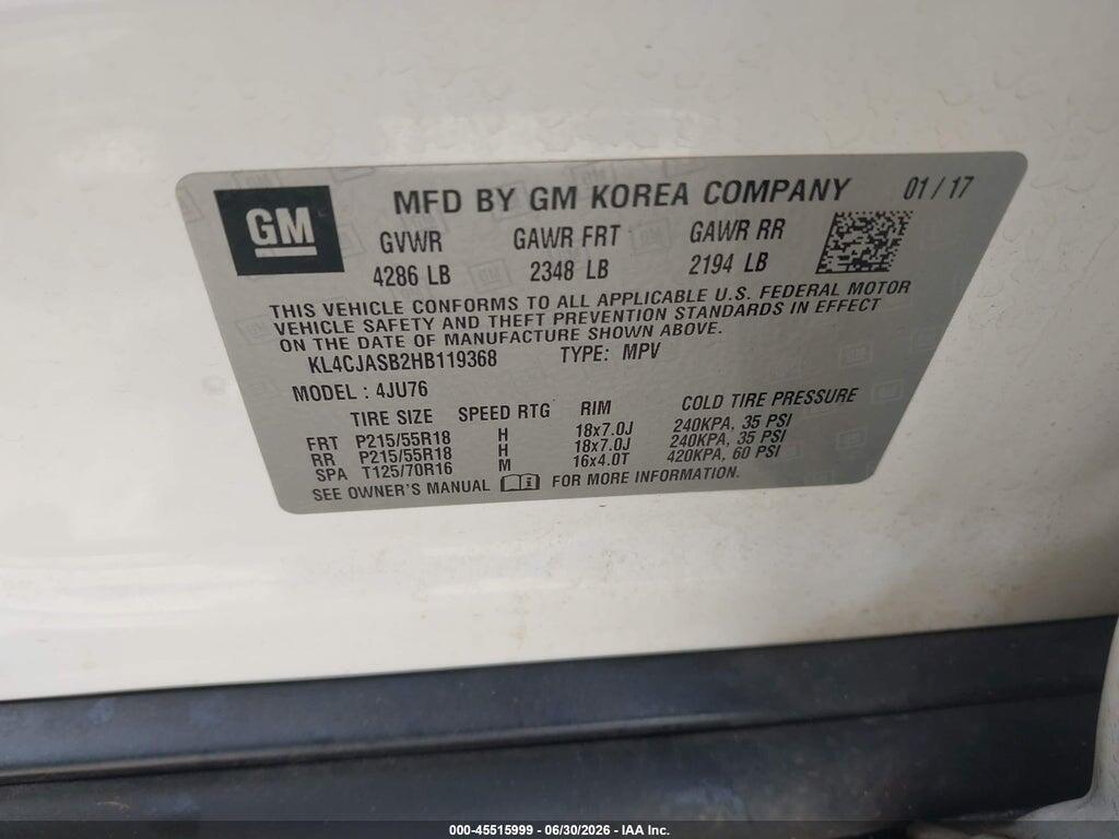 KL4CJASB2HB119368 2017 BUICK ENCORE photo no. 9