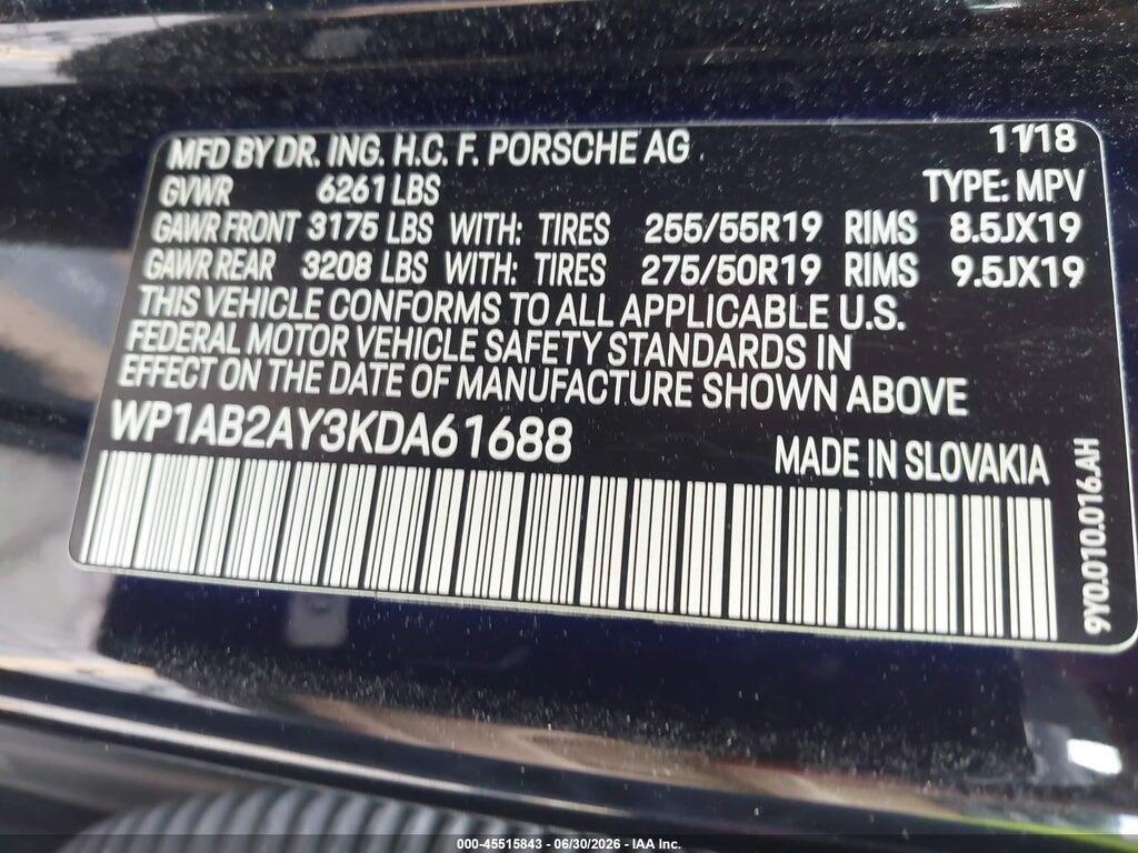 WP1AB2AY3KDA61688 2019 PORSCHE CAYENNE photo no. 9