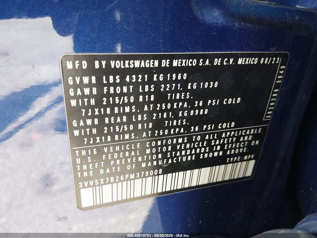 3VVSX7B26PM379008 2023 VOLKSWAGEN TAOS photo no. 9