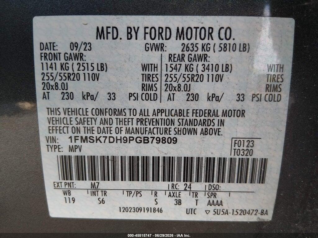 1FMSK7DH9PGB79809 2023 FORD EXPLORER photo no. 9