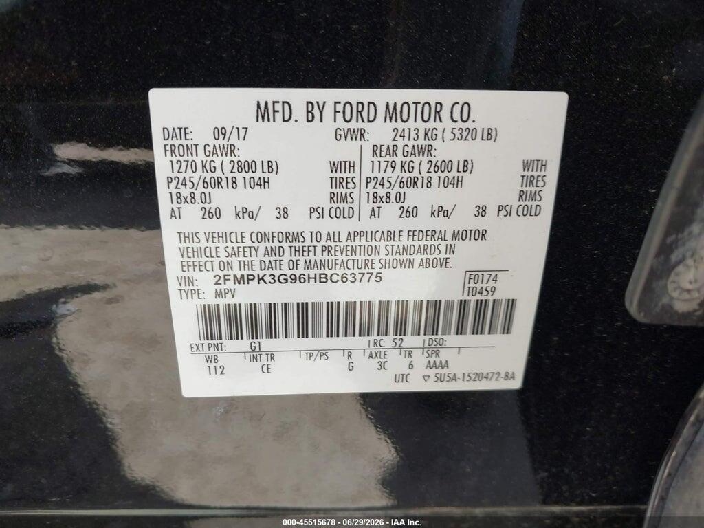 2FMPK3G96HBC63775 2017 FORD EDGE photo no. 9