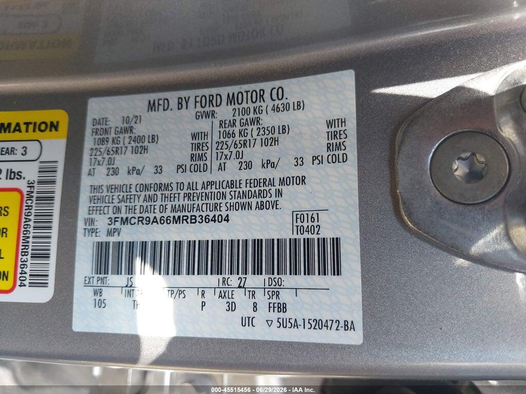 3FMCR9A66MRB36404 2021 FORD BRONCO SPORT photo no. 9