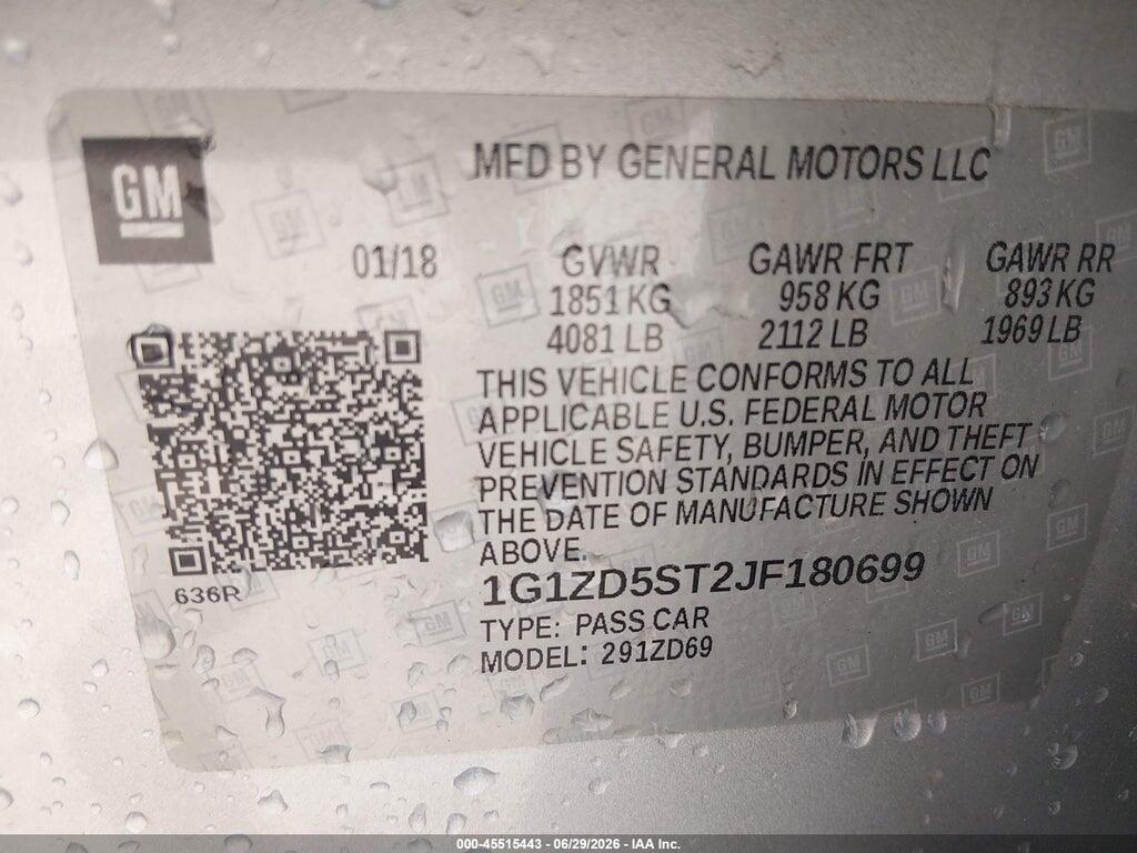 1G1ZD5ST2JF180699 2018 CHEVROLET MALIBU photo no. 9