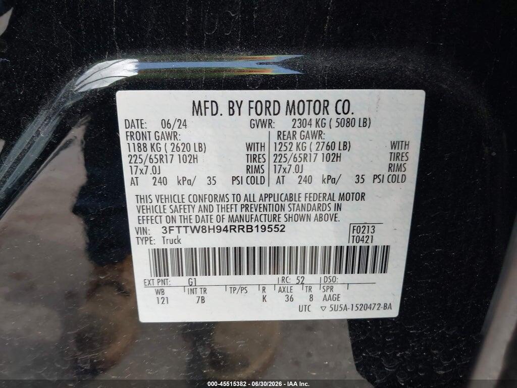 3FTTW8H94RRB19552 2024 FORD MAVERICK photo no. 9