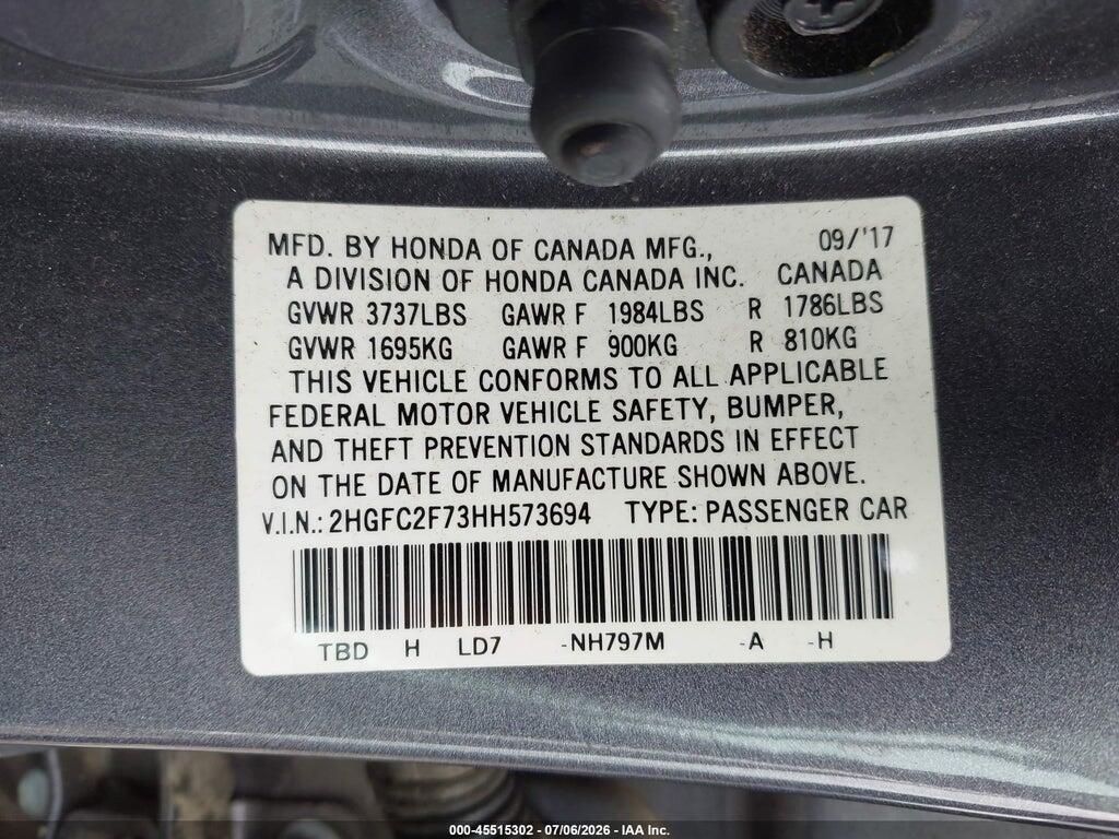 2HGFC2F73HH573694 2017 HONDA CIVIC photo no. 9