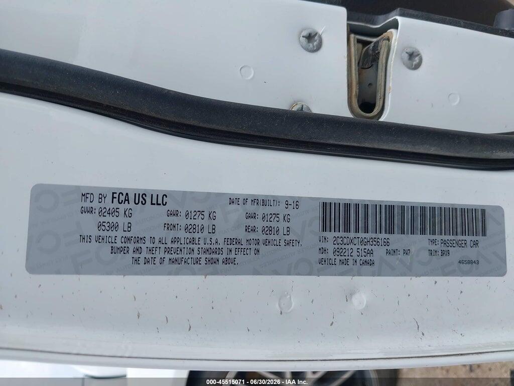 2C3CDXCT0GH356166 2016 DODGE CHARGER photo no. 9