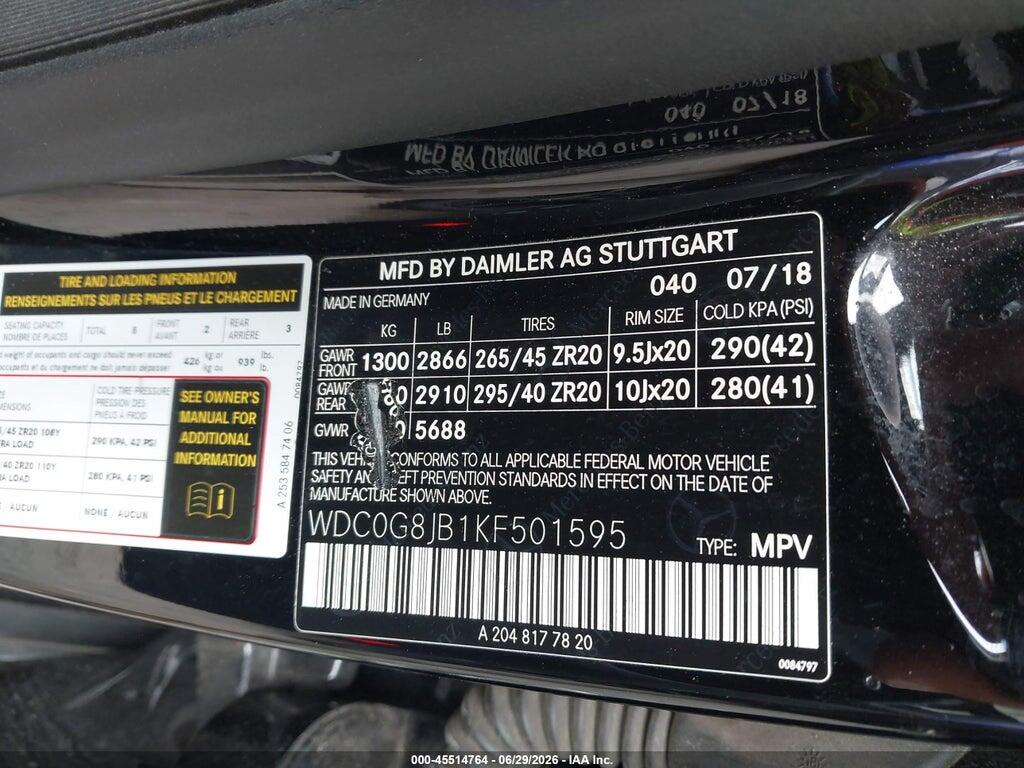 WDC0G8JB1KF501595 2019 MERCEDES-BENZ AMG GLC 63 photo no. 9