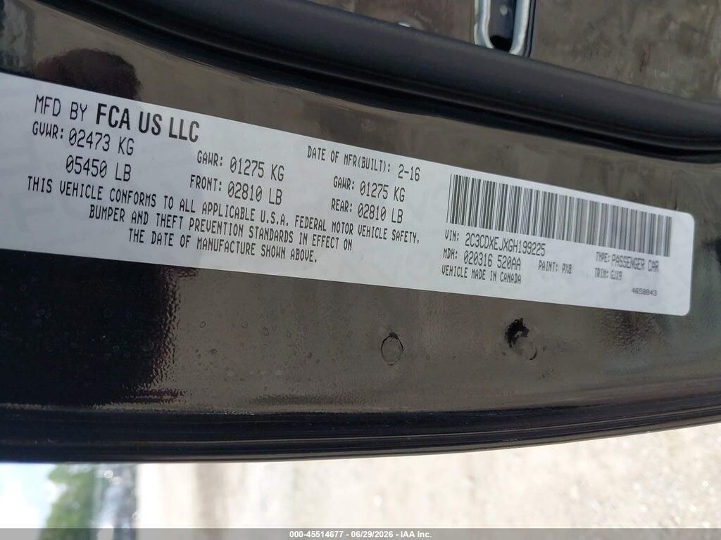 2C3CDXEJXGH199225 2016 DODGE CHARGER photo no. 9